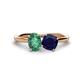 1 - Tanya Oval Shape Lab Created Alexandrite & Cushion Shape Blue Sapphire 2 Stone Duo Ring 