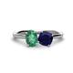 1 - Tanya Oval Shape Lab Created Alexandrite & Cushion Shape Blue Sapphire 2 Stone Duo Ring 