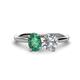1 - Tanya Oval Shape Lab Created Alexandrite & Cushion Shape GIA Certified Diamond 2 Stone Duo Ring 