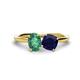1 - Tanya Oval Shape Lab Created Alexandrite & Cushion Shape Blue Sapphire 2 Stone Duo Ring 