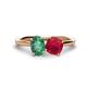 1 - Tanya Oval Shape Lab Created Alexandrite & Cushion Shape Ruby 2 Stone Duo Ring 