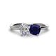 1 - Tanya Oval Shape GIA Certified Diamond & Cushion Shape Blue Sapphire 2 Stone Duo Ring 