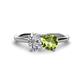1 - Tanya Oval Shape GIA Certified Diamond & Cushion Shape Peridot 2 Stone Duo Ring 