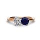 1 - Tanya Oval Shape IGI Certified Lab Grown Diamond & Cushion Shape Blue Sapphire 2 Stone Duo Ring 