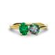1 - Tanya Oval Shape Emerald & Cushion Shape Lab Created Alexandrite 2 Stone Duo Ring 
