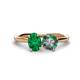 1 - Tanya Oval Shape Emerald & Cushion Shape Lab Created Alexandrite 2 Stone Duo Ring 