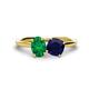 1 - Tanya Oval Shape Emerald & Cushion Shape Blue Sapphire 2 Stone Duo Ring 