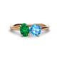 1 - Tanya Oval Shape Emerald & Cushion Shape Blue Topaz 2 Stone Duo Ring 