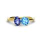 1 - Tanya Oval Shape Iolite & Cushion Shape Blue Topaz 2 Stone Duo Ring 
