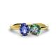 1 - Tanya Oval Shape Iolite & Cushion Shape Lab Created Alexandrite 2 Stone Duo Ring 