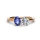 1 - Tanya Oval Shape Iolite & Cushion Shape IGI Certified Lab Grown Diamond 2 Stone Duo Ring 