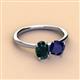 3 - Tanya Oval Shape London Blue Topaz & Cushion Shape Blue Sapphire 2 Stone Duo Ring 