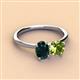 3 - Tanya Oval Shape London Blue Topaz & Cushion Shape Peridot 2 Stone Duo Ring 
