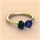 3 - Tanya Oval Shape London Blue Topaz & Cushion Shape Blue Sapphire 2 Stone Duo Ring 