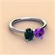3 - Tanya Oval Shape London Blue Topaz & Cushion Shape Amethyst 2 Stone Duo Ring 