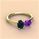 3 - Tanya Oval Shape London Blue Topaz & Cushion Shape Amethyst 2 Stone Duo Ring 