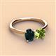 3 - Tanya Oval Shape London Blue Topaz & Cushion Shape Peridot 2 Stone Duo Ring 