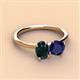 3 - Tanya Oval Shape London Blue Topaz & Cushion Shape Blue Sapphire 2 Stone Duo Ring 
