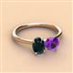 3 - Tanya Oval Shape London Blue Topaz & Cushion Shape Amethyst 2 Stone Duo Ring 