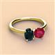3 - Tanya Oval Shape London Blue Topaz & Cushion Shape Ruby 2 Stone Duo Ring 