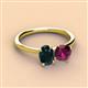 3 - Tanya Oval Shape London Blue Topaz & Cushion Shape Rhodolite Garnet 2 Stone Duo Ring 