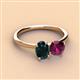 3 - Tanya Oval Shape London Blue Topaz & Cushion Shape Rhodolite Garnet 2 Stone Duo Ring 
