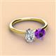 3 - Tanya Oval Shape Forever Brilliant Moissanite & Cushion Shape Amethyst 2 Stone Duo Ring 