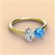 3 - Tanya Oval Shape Forever Brilliant Moissanite & Cushion Shape Blue Topaz 2 Stone Duo Ring 