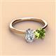 3 - Tanya Oval Shape Forever Brilliant Moissanite & Cushion Shape Peridot 2 Stone Duo Ring 