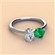 3 - Tanya Oval Shape Forever Brilliant Moissanite & Cushion Shape Emerald 2 Stone Duo Ring 