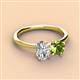 3 - Tanya Oval Shape Forever One Moissanite & Cushion Shape Peridot 2 Stone Duo Ring 
