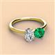 3 - Tanya Oval Shape Forever One Moissanite & Cushion Shape Emerald 2 Stone Duo Ring 