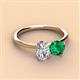 3 - Tanya Oval Shape Forever One Moissanite & Cushion Shape Emerald 2 Stone Duo Ring 