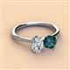 3 - Tanya Oval Shape Forever One Moissanite & Cushion Shape London Blue Topaz 2 Stone Duo Ring 