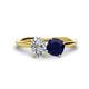 1 - Tanya Oval Shape Forever One Moissanite & Cushion Shape Blue Sapphire 2 Stone Duo Ring 