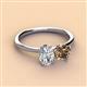 3 - Tanya Oval Shape Forever One Moissanite & Cushion Shape Smoky Quartz 2 Stone Duo Ring 