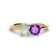 1 - Tanya Oval Shape Opal & Cushion Shape Amethyst 2 Stone Duo Ring 