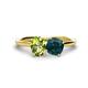 1 - Tanya Oval Shape Peridot & Cushion Shape London Blue Topaz 2 Stone Duo Ring 