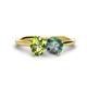 1 - Tanya Oval Shape Peridot & Cushion Shape Lab Created Alexandrite 2 Stone Duo Ring 