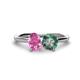 1 - Tanya Oval Shape Pink Sapphire & Cushion Shape Lab Created Alexandrite 2 Stone Duo Ring 