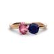 1 - Tanya Oval Shape Pink Tourmaline & Cushion Shape Blue Sapphire 2 Stone Duo Ring 