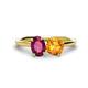 1 - Tanya Oval Shape Rhodolite Garnet & Cushion Shape Citrine 2 Stone Duo Ring 