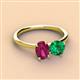 3 - Tanya Oval Shape Rhodolite Garnet & Cushion Shape Emerald 2 Stone Duo Ring 