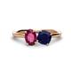 1 - Tanya Oval Shape Rhodolite Garnet & Cushion Shape Blue Sapphire 2 Stone Duo Ring 