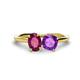 1 - Tanya Oval Shape Rhodolite Garnet & Cushion Shape Amethyst 2 Stone Duo Ring 
