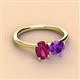 3 - Tanya Oval Shape Rhodolite Garnet & Cushion Shape Amethyst 2 Stone Duo Ring 