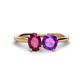 1 - Tanya Oval Shape Rhodolite Garnet & Cushion Shape Amethyst 2 Stone Duo Ring 