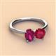 3 - Tanya Oval Shape Rhodolite Garnet & Cushion Shape Ruby 2 Stone Duo Ring 