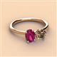 3 - Tanya Oval Shape Rhodolite Garnet & Cushion Shape Smoky Quartz 2 Stone Duo Ring 