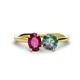 1 - Tanya Oval Shape Rhodolite Garnet & Cushion Shape Lab Created Alexandrite 2 Stone Duo Ring 